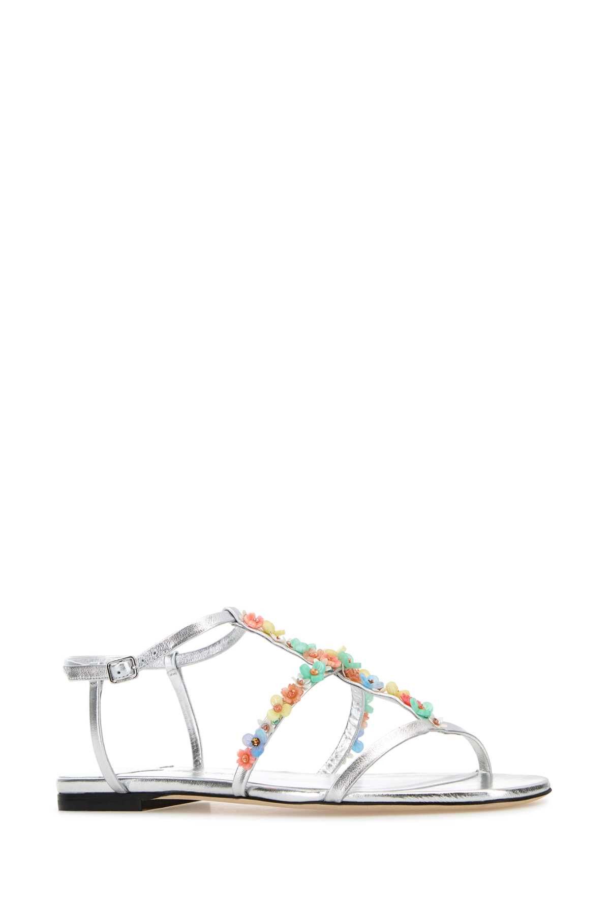 Jimmy Choo Silver Nappa Leather Daisy Sandals Size US 11 / IT 41 - 2 Thumbnail