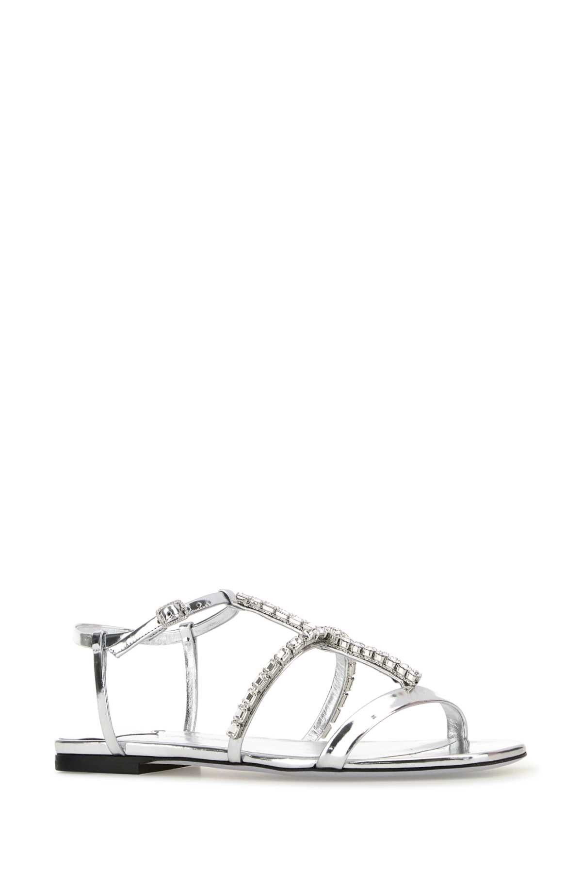 Jimmy Choo Silver Leather Gwyn Sandals Size US 9 / IT 39 - 2 Thumbnail