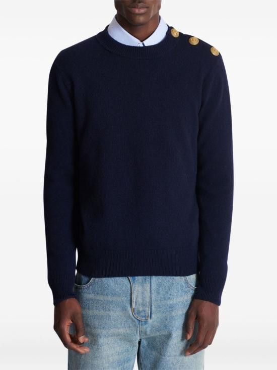 Balmain BALMAIN Men Sweater FH1KD010KI87 6AJ Blue Size US M / EU 48-50 / 2 - 7 Thumbnail