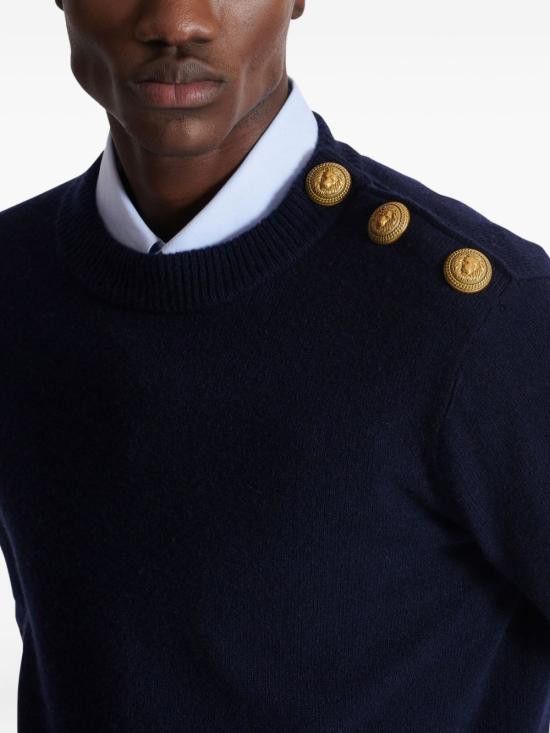 Balmain BALMAIN Men Sweater FH1KD010KI87 6AJ Blue Size US M / EU 48-50 / 2 - 6 Thumbnail