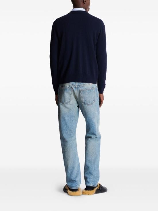Balmain BALMAIN Men Sweater FH1KD010KI87 6AJ Blue Size US XL / EU 56 / 4 - 4 Thumbnail