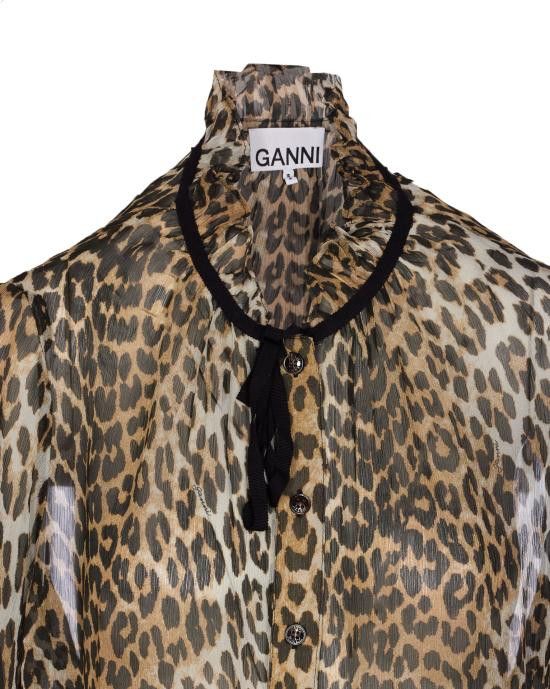 Ganni GANNI Women Shirts W0570 943 Brown Size XS / US 0-2 / IT 36-38 - 4 Thumbnail