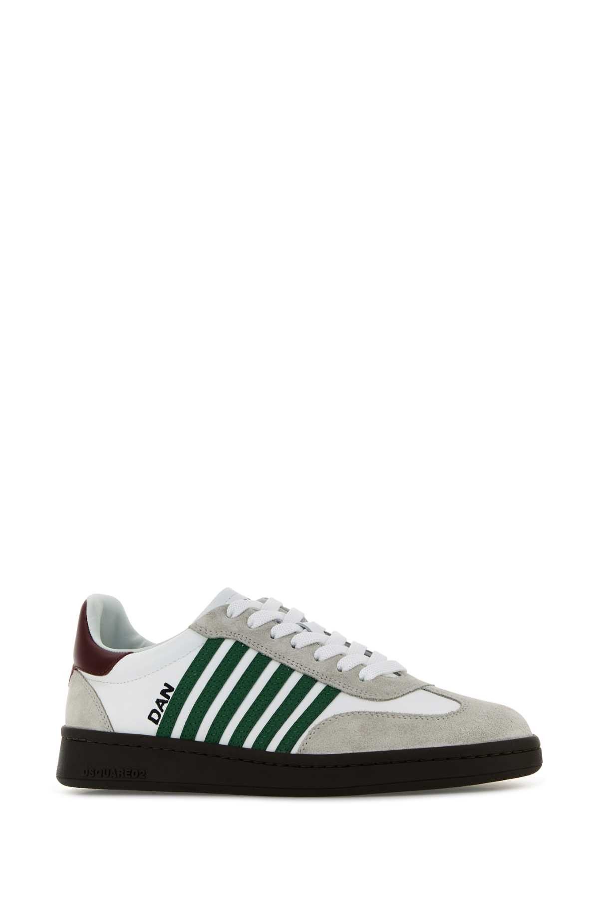 Dsquared2 White Leather Boxer Sneakers Size US 9.5 / EU 42-43 - 2 Thumbnail