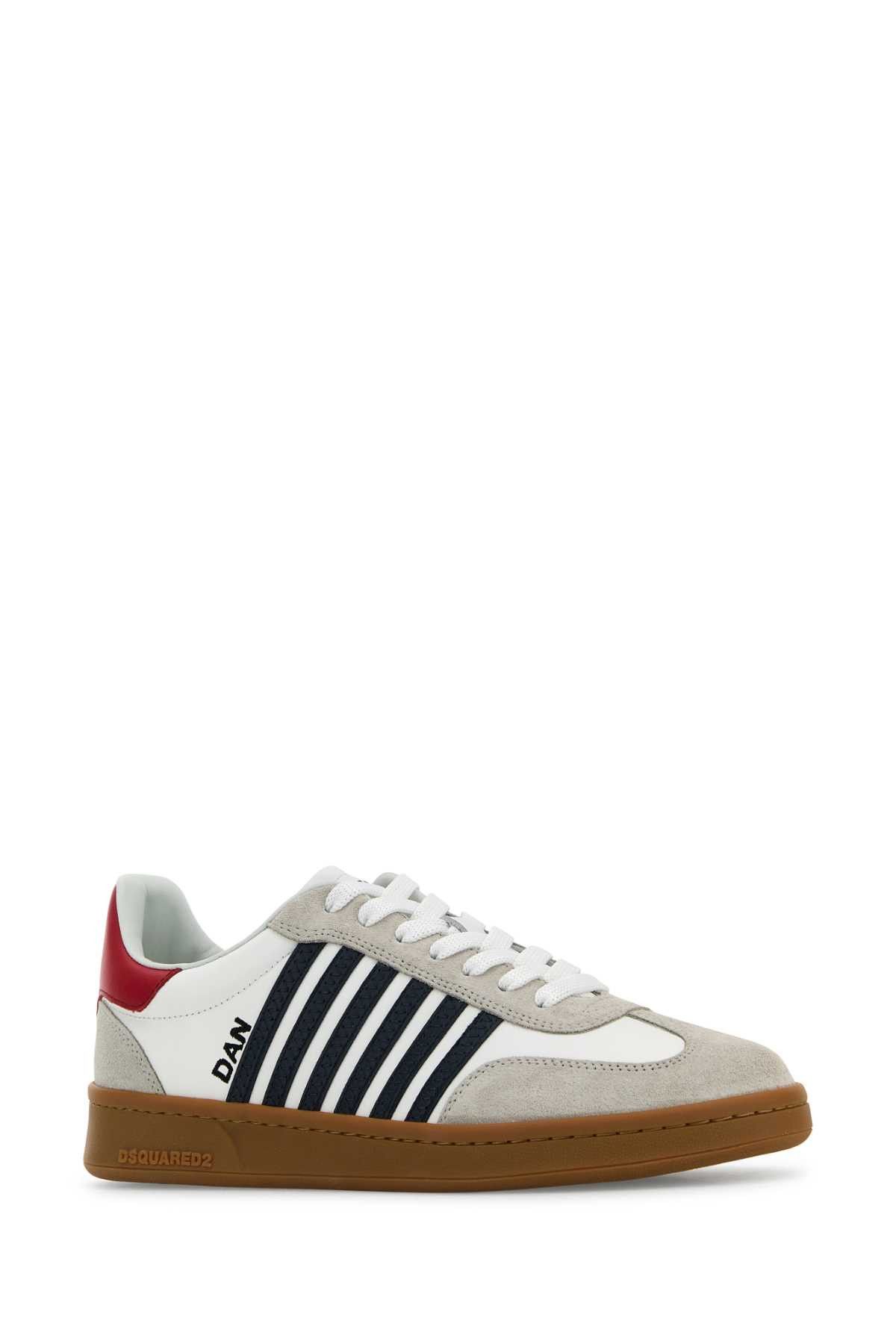 Dsquared2 White Leather Boxer Sneakers Size US 8.5 / EU 41-42 - 2 Thumbnail
