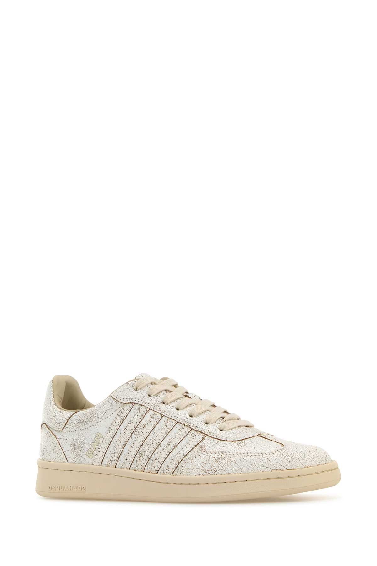 Dsquared2 White Leather Boxer Sneakers Size US 11.5 / EU 44-45 - 2 Thumbnail