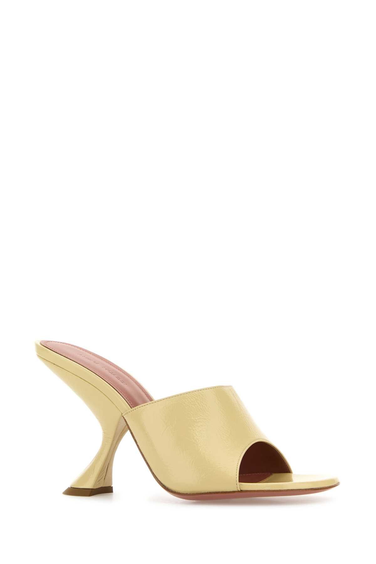 Amina Muaddi Pastel Yellow Leather Taylor Mules Size US 10 / IT 40 - 2 Thumbnail