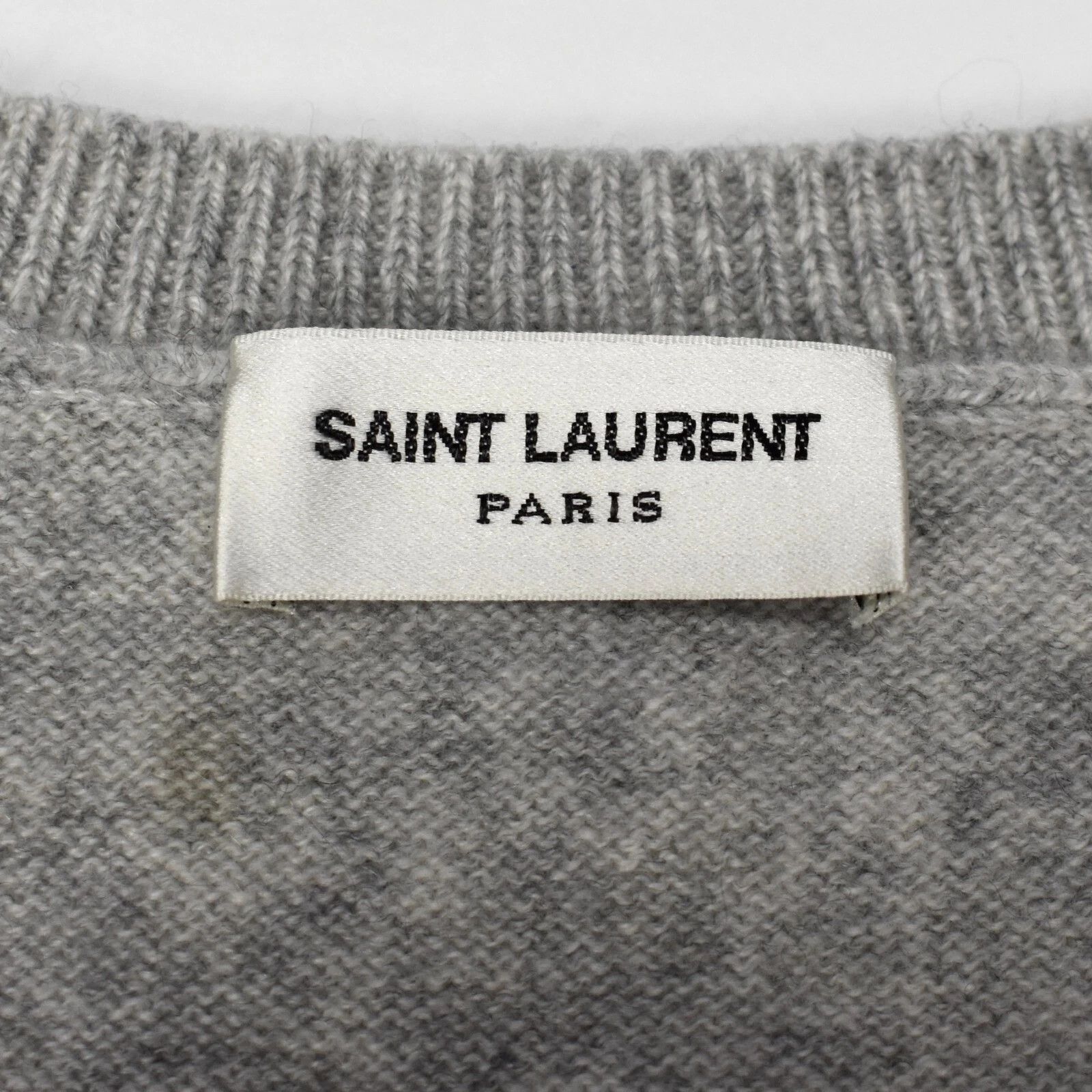 Saint Laurent Paris Saint Laurent Gray 100% Cashmere V-Neck Sweater Size US L / EU 52-54 / 3 - 3 Thumbnail