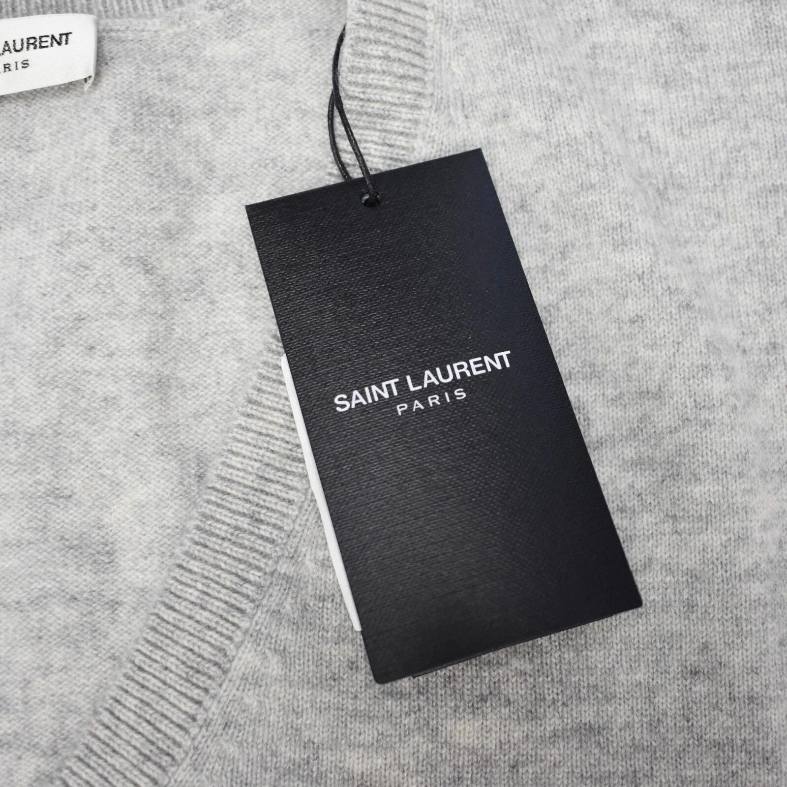 Saint Laurent Paris Saint Laurent Gray 100% Cashmere V-Neck Sweater Size US L / EU 52-54 / 3 - 4 Thumbnail