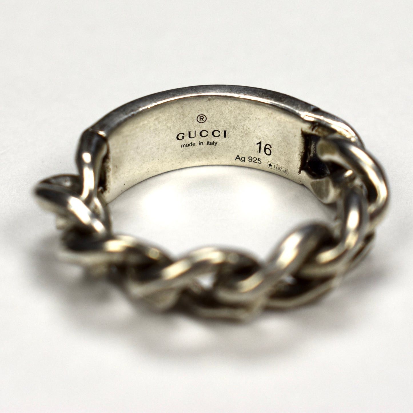 Gucci Gucci .925 Silver Black Enamel Logo Chain Ring Size ONE SIZE - 5 Thumbnail