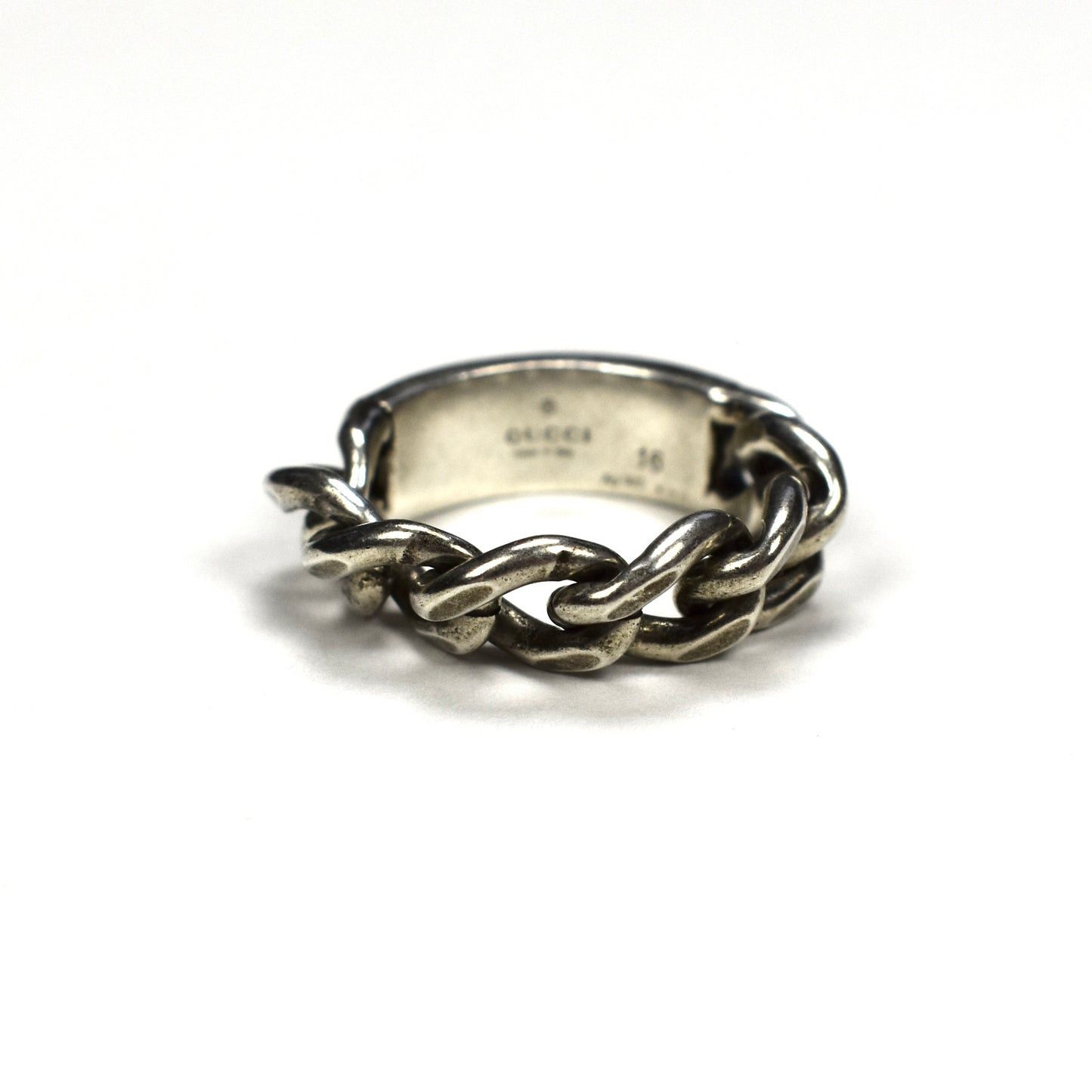Gucci Gucci .925 Silver Black Enamel Logo Chain Ring Size ONE SIZE - 4 Thumbnail