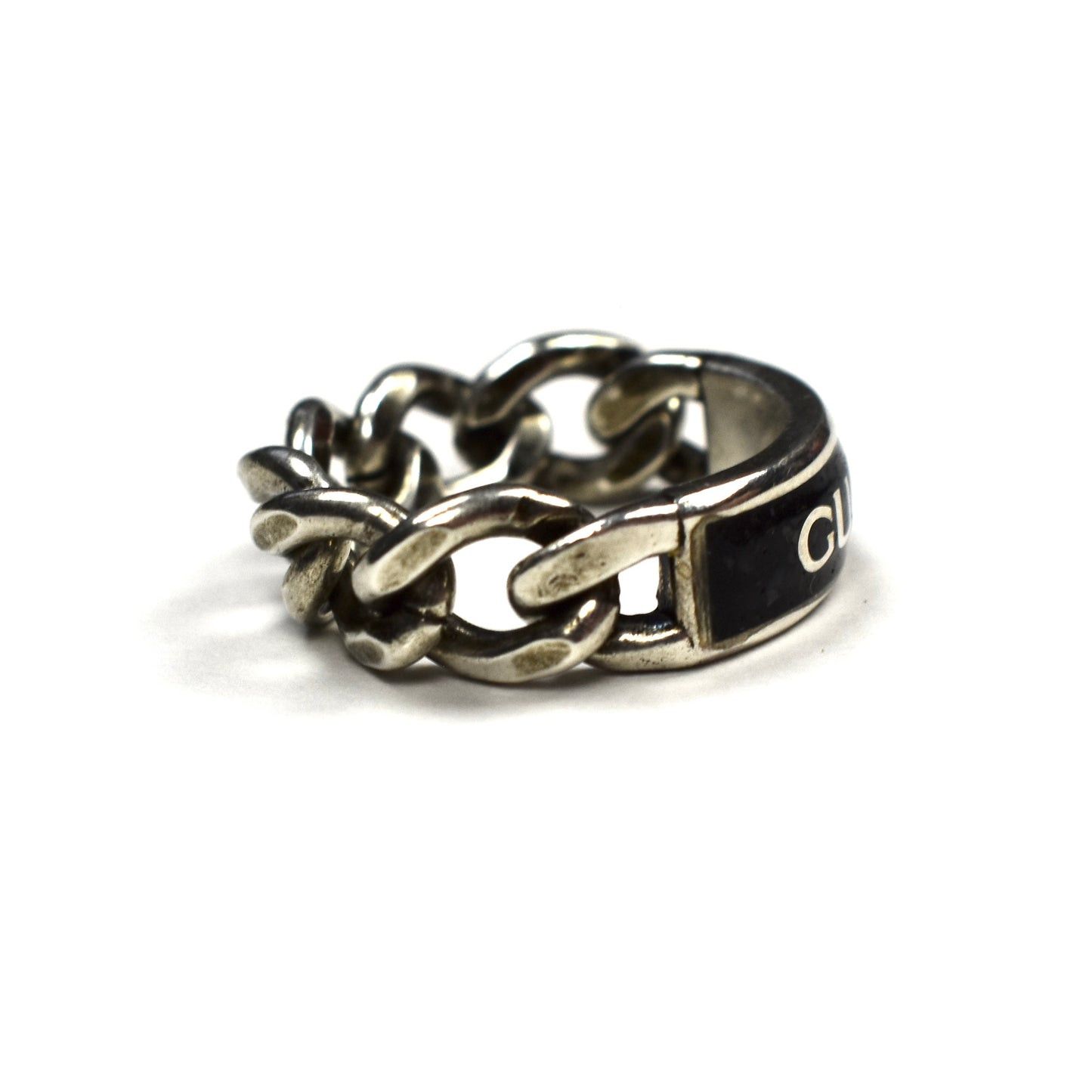 Gucci Gucci .925 Silver Black Enamel Logo Chain Ring Size ONE SIZE - 3 Thumbnail