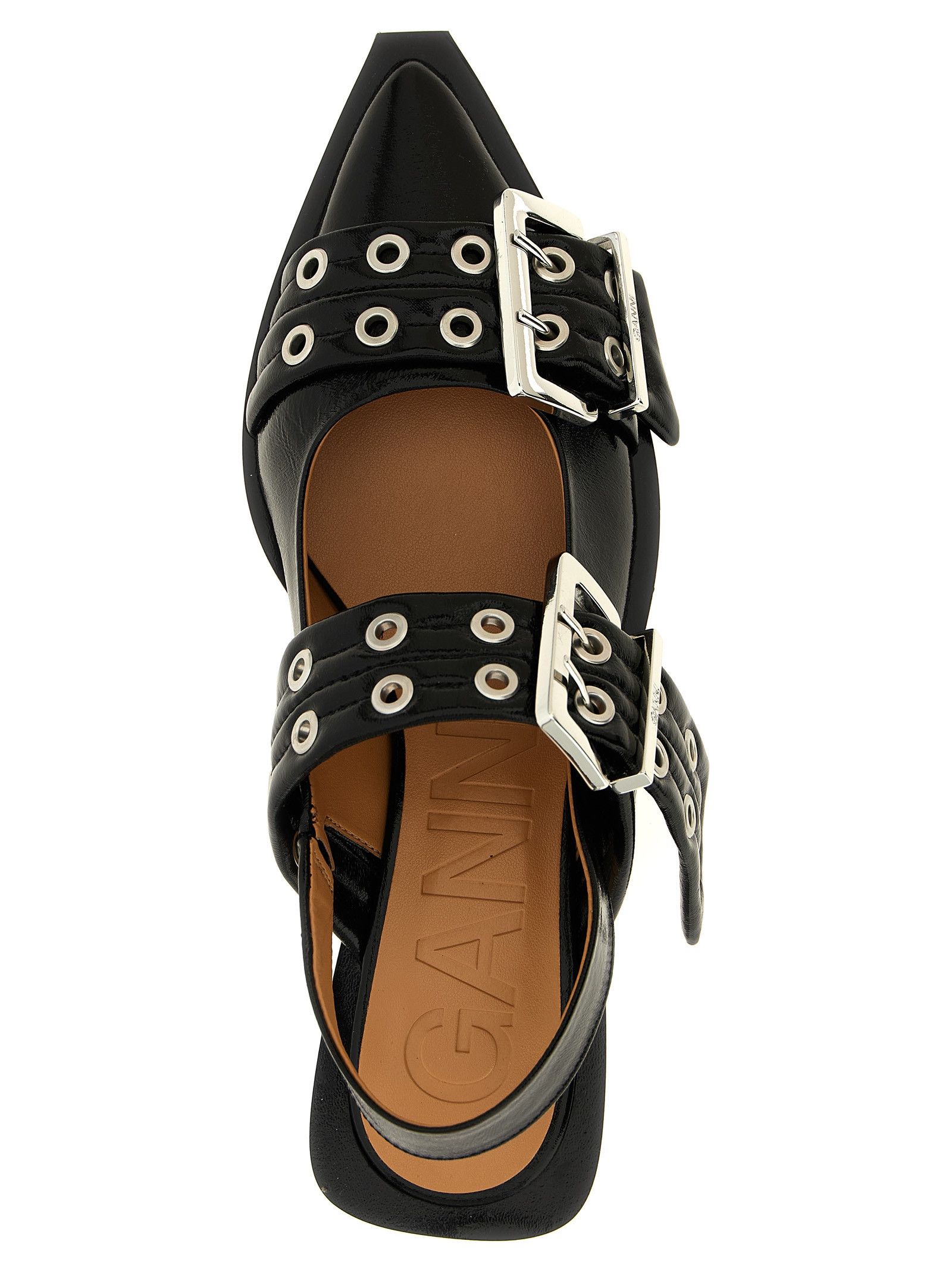 Ganni 'Black Feminine Buckle' Slingback | Grailed