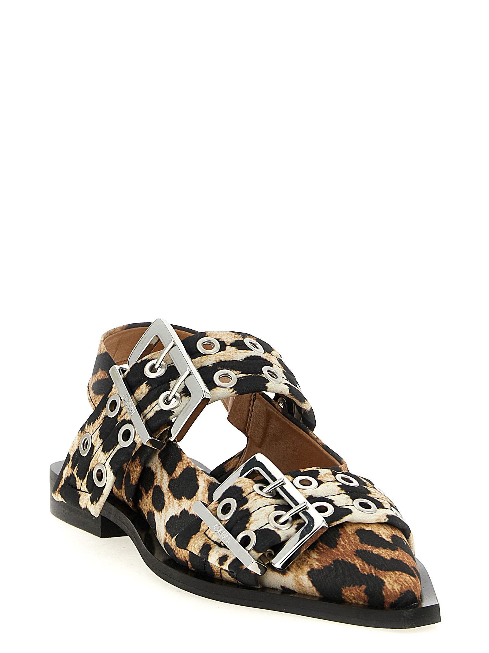 Ganni 'Leopard Satin Feminine Buckle' Slingback Size US 7 / IT 37 - 2 Thumbnail