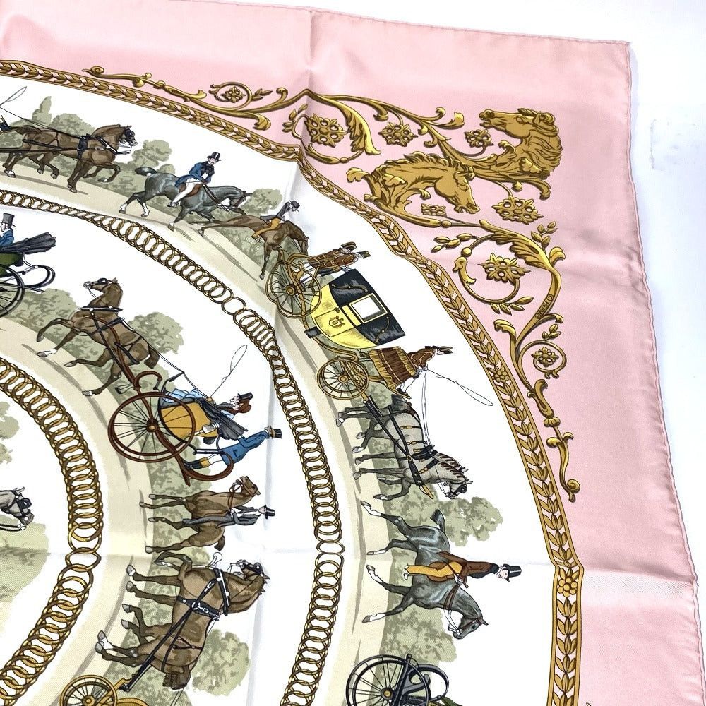 Hermes Hermes Calais 90 La Promenade De Longchamps Walk To Longchamp Scarf Silk Women Pink Size ONE SIZE - 3 Thumbnail