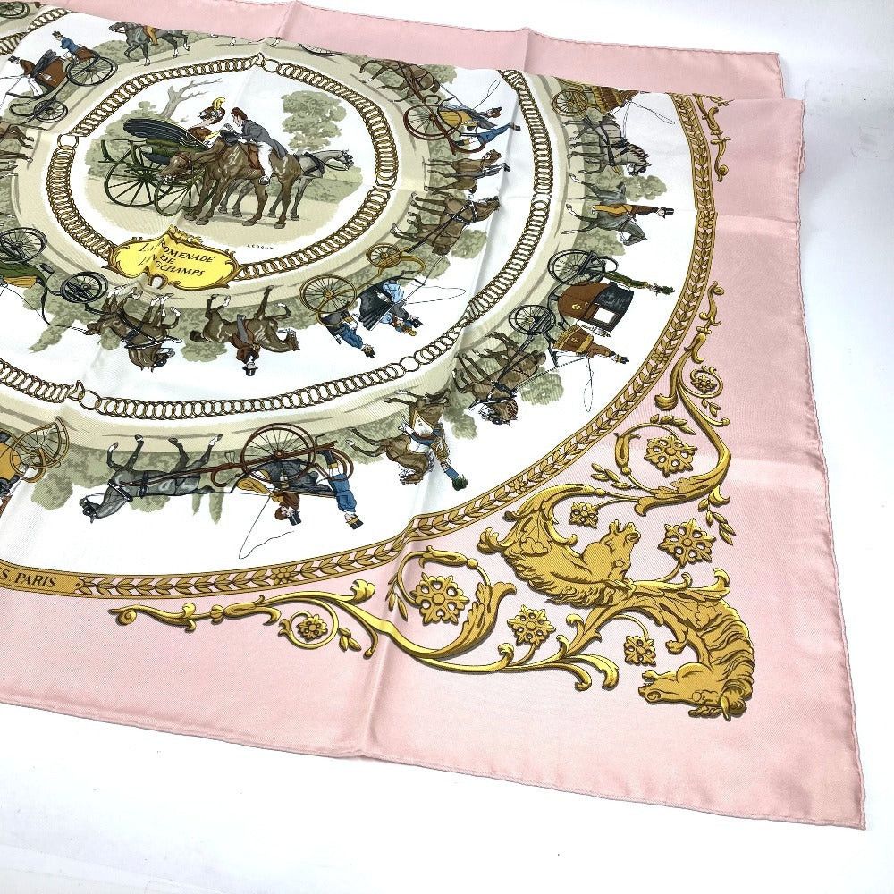 Hermes Hermes Calais 90 La Promenade De Longchamps Walk To Longchamp Scarf Silk Women Pink Size ONE SIZE - 8 Thumbnail