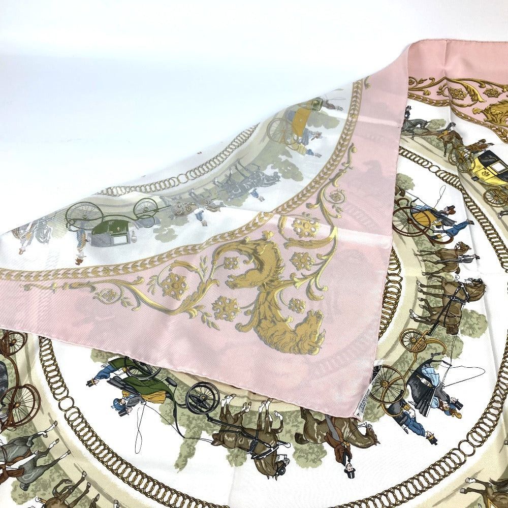 Hermes Hermes Calais 90 La Promenade De Longchamps Walk To Longchamp Scarf Silk Women Pink Size ONE SIZE - 5 Thumbnail