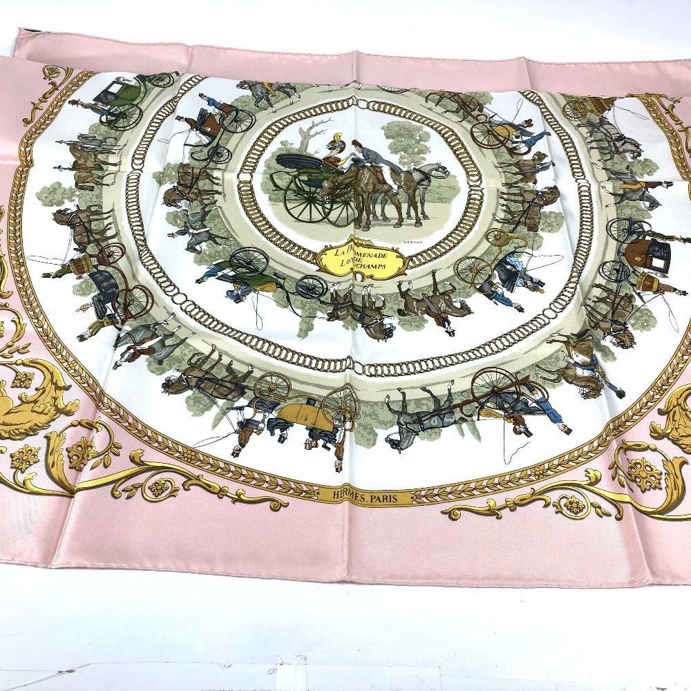 Hermes Hermes Calais 90 La Promenade De Longchamps Walk To Longchamp Scarf Silk Women Pink Size ONE SIZE - 7 Thumbnail