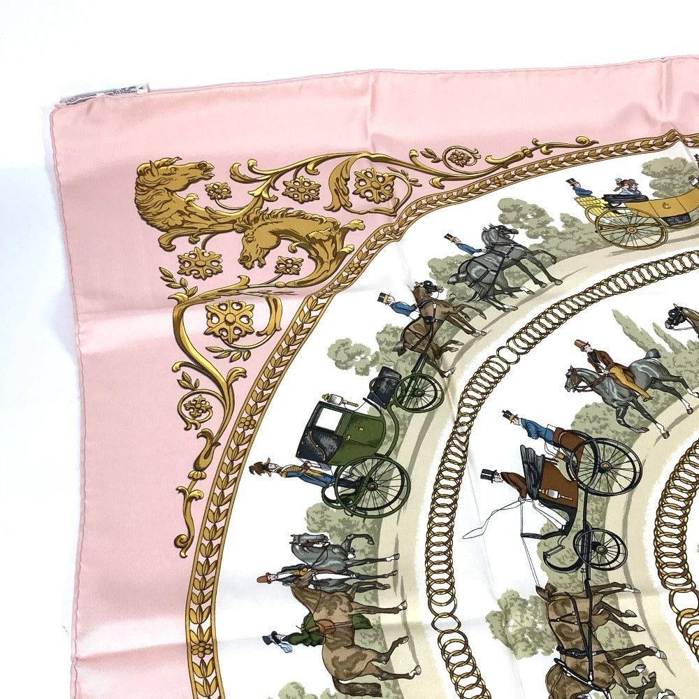 Hermes Hermes Calais 90 La Promenade De Longchamps Walk To Longchamp Scarf Silk Women Pink Size ONE SIZE - 4 Thumbnail