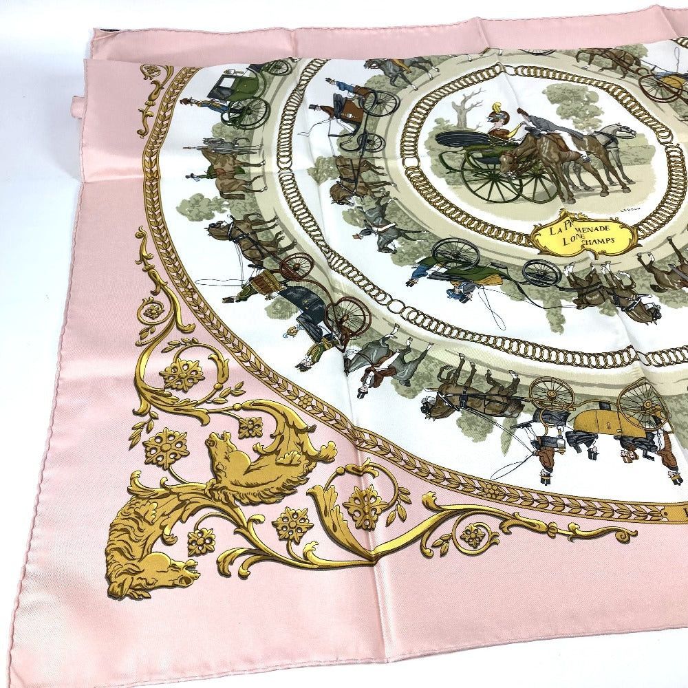 Hermes Hermes Calais 90 La Promenade De Longchamps Walk To Longchamp Scarf Silk Women Pink Size ONE SIZE - 9 Thumbnail