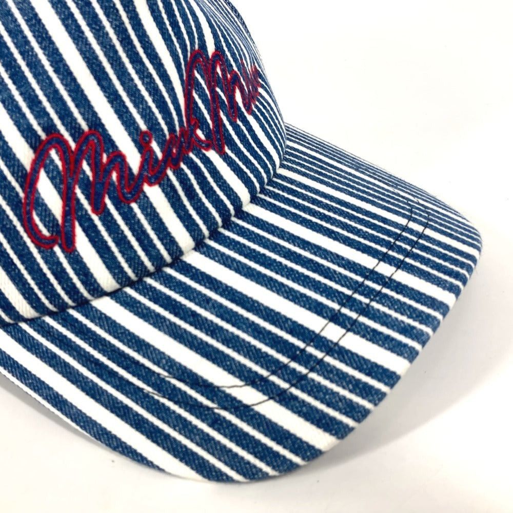 Miu Miu Miumiu 5Hc179 Logo Stripe Chapeau Cap Baseball Cotton Women Blue Size ONE SIZE - 5 Thumbnail