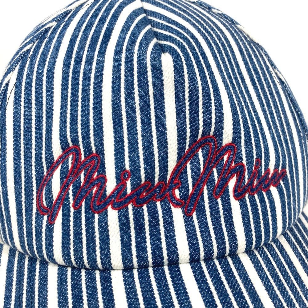 Miu Miu Miumiu 5Hc179 Logo Stripe Chapeau Cap Baseball Cotton Women Blue Size ONE SIZE - 6 Thumbnail