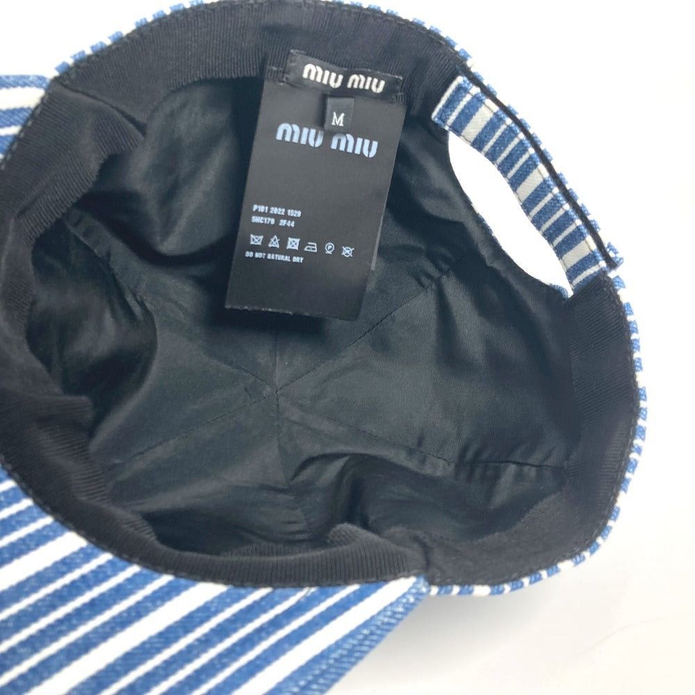 Miu Miu Miumiu 5Hc179 Logo Stripe Chapeau Cap Baseball Cotton Women Blue Size ONE SIZE - 9 Thumbnail