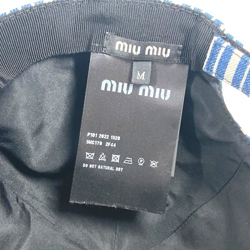 Miu Miu Miumiu 5Hc179 Logo Stripe Chapeau Cap Baseball Cotton Women Blue Size ONE SIZE - 10 Thumbnail
