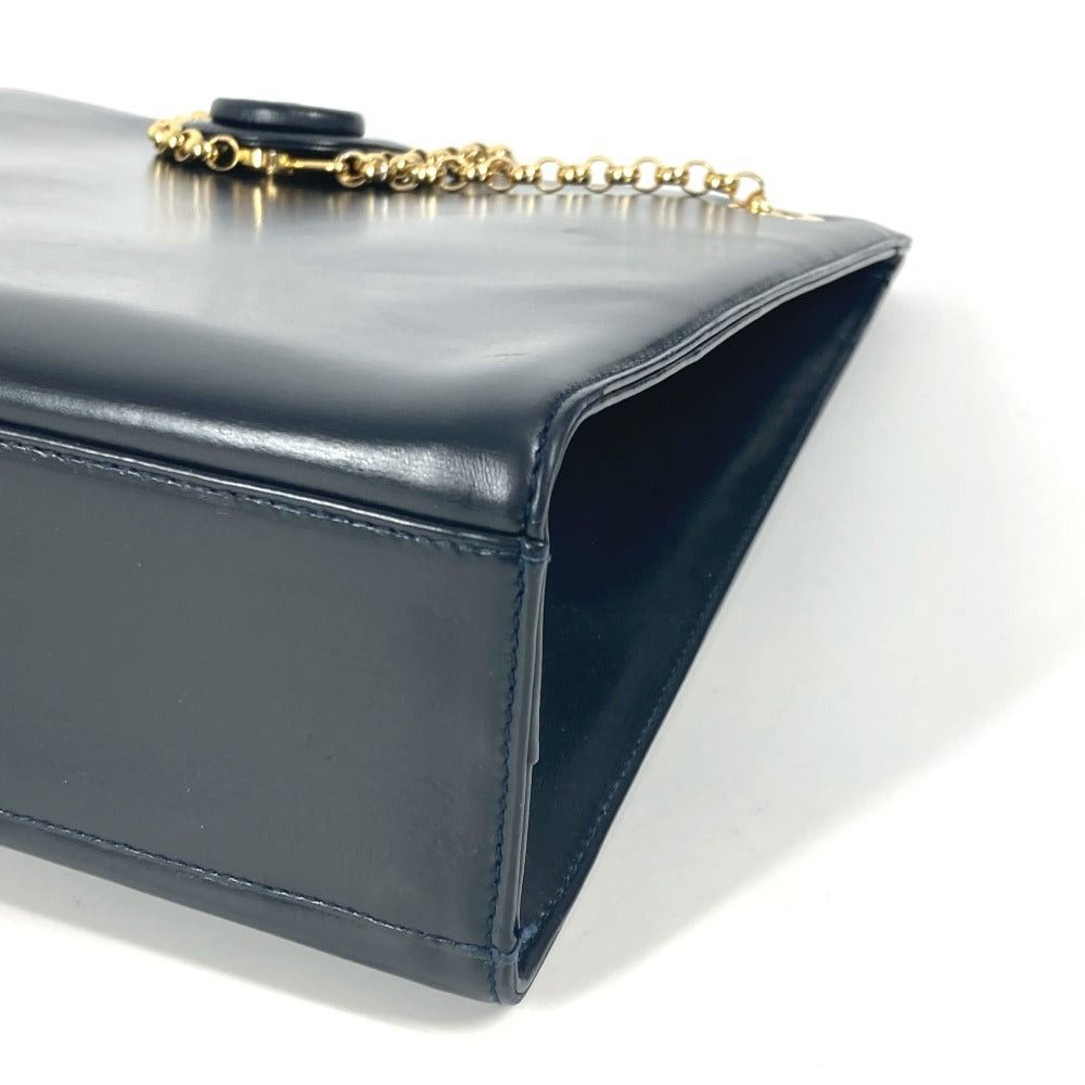 Tiffany & Co. Round Logo Big Briefcase Double Chain Bag Tote Shoulder Leather Women Navy Size ONE SIZE - 6 Thumbnail