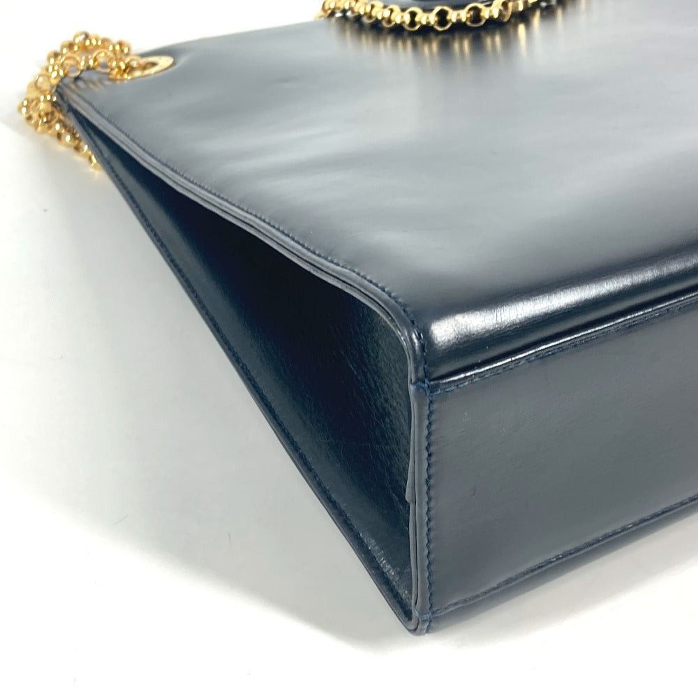 Tiffany & Co. Round Logo Big Briefcase Double Chain Bag Tote Shoulder Leather Women Navy Size ONE SIZE - 7 Thumbnail