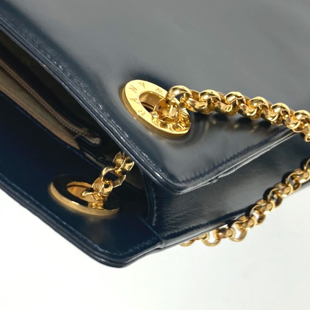 Tiffany & Co. Round Logo Big Briefcase Double Chain Bag Tote Shoulder Leather Women Navy Size ONE SIZE - 17 Thumbnail