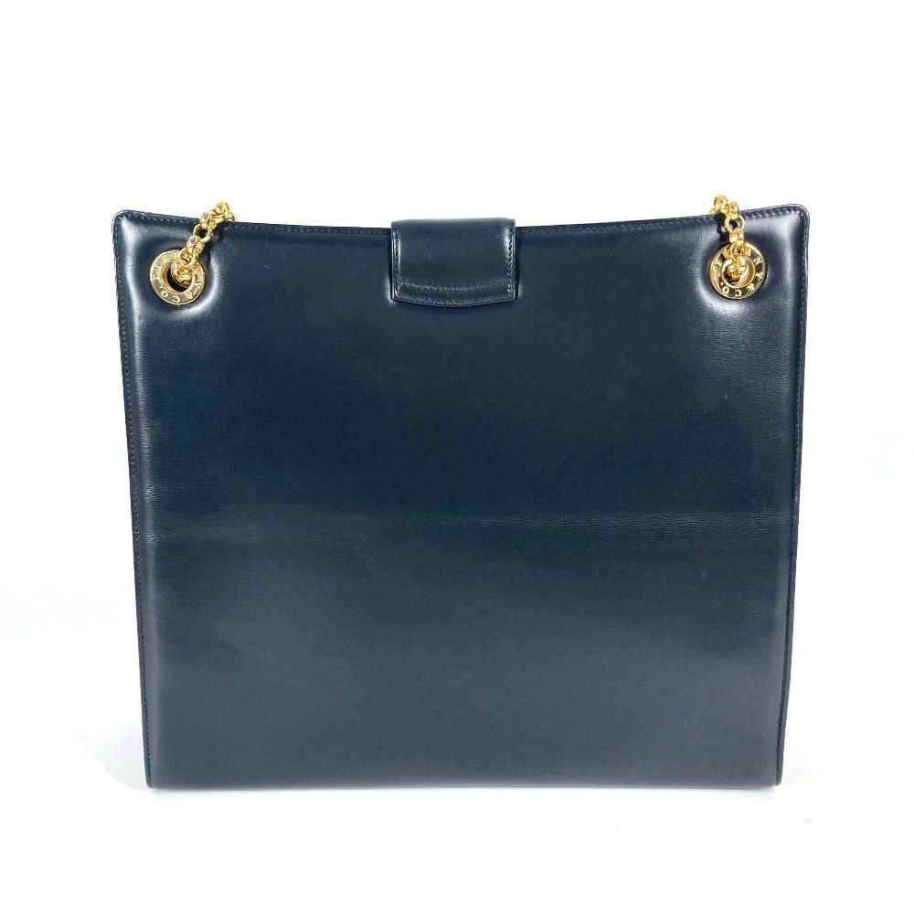 Tiffany & Co. Round Logo Big Briefcase Double Chain Bag Tote Shoulder Leather Women Navy Size ONE SIZE - 2 Thumbnail