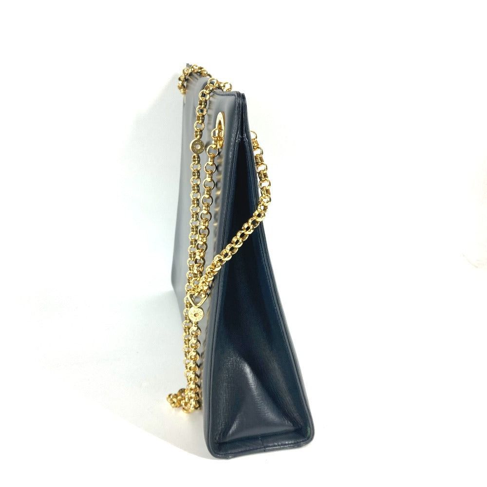 Tiffany & Co. Round Logo Big Briefcase Double Chain Bag Tote Shoulder Leather Women Navy Size ONE SIZE - 4 Thumbnail