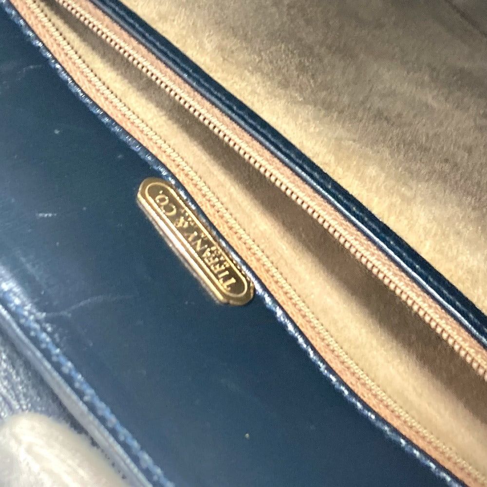 Tiffany & Co. Round Logo Big Briefcase Double Chain Bag Tote Shoulder Leather Women Navy Size ONE SIZE - 14 Thumbnail
