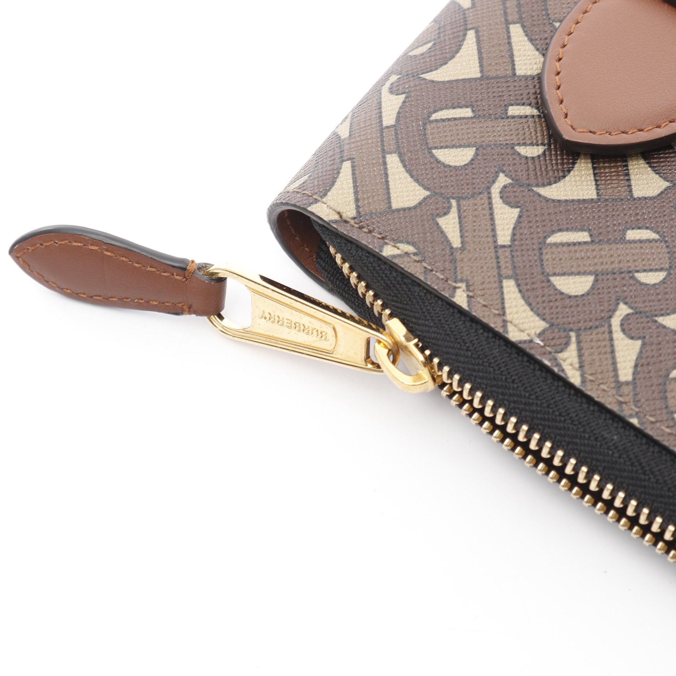 Burberry Burberry Tb Monogram Clutch Bag Leather Beige Brown Size ONE SIZE - 8 Thumbnail