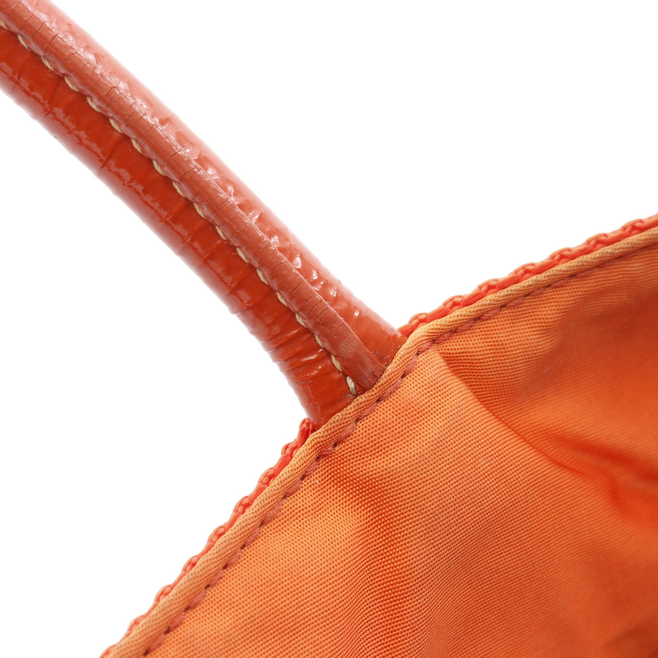 Prada Prada Nylon Jacquard Handbag Patent Leather Orange Size ONE SIZE - 9 Thumbnail