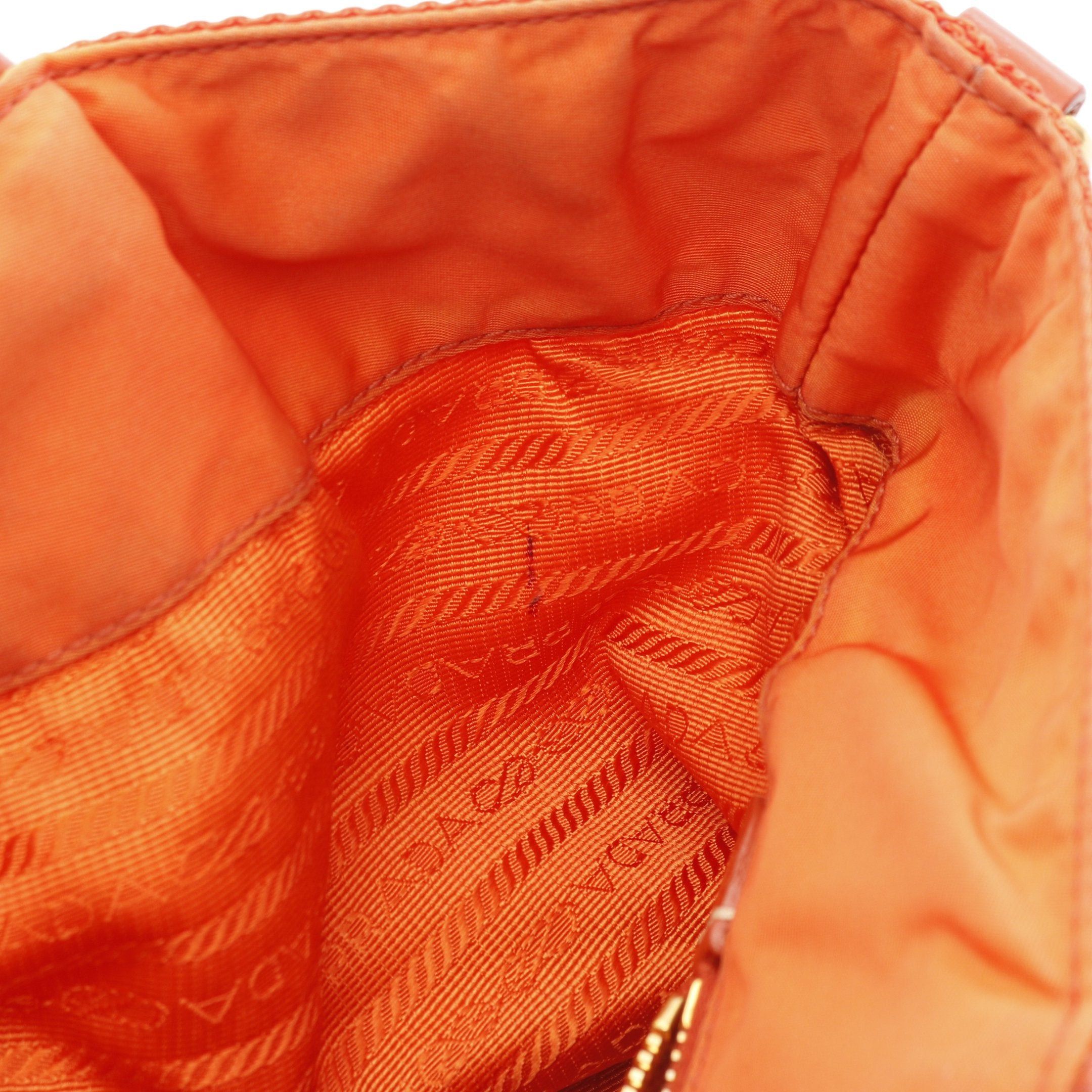 Prada Prada Nylon Jacquard Handbag Patent Leather Orange Size ONE SIZE - 10 Thumbnail