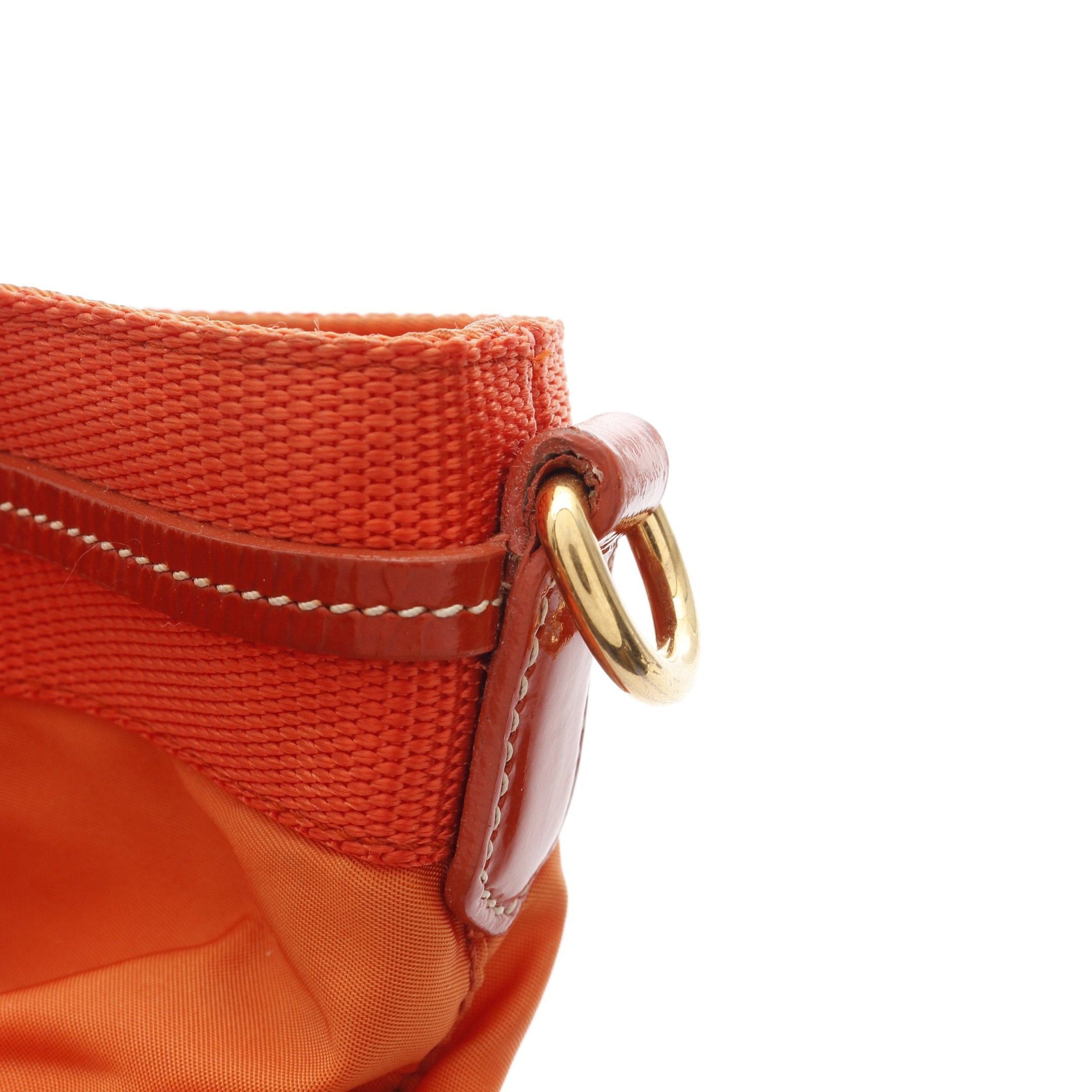 Prada Prada Nylon Jacquard Handbag Patent Leather Orange Size ONE SIZE - 12 Thumbnail