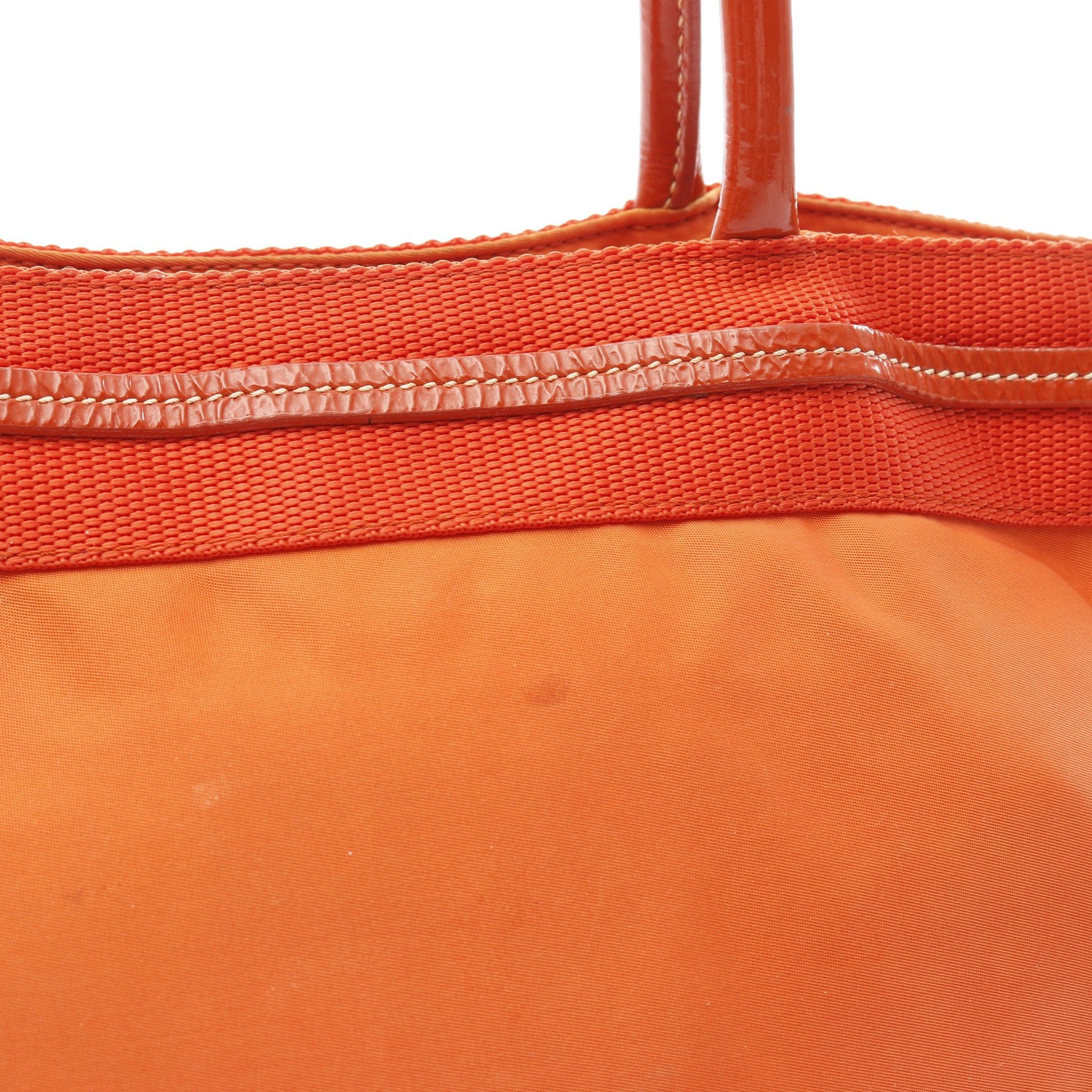 Prada Prada Nylon Jacquard Handbag Patent Leather Orange Size ONE SIZE - 8 Thumbnail