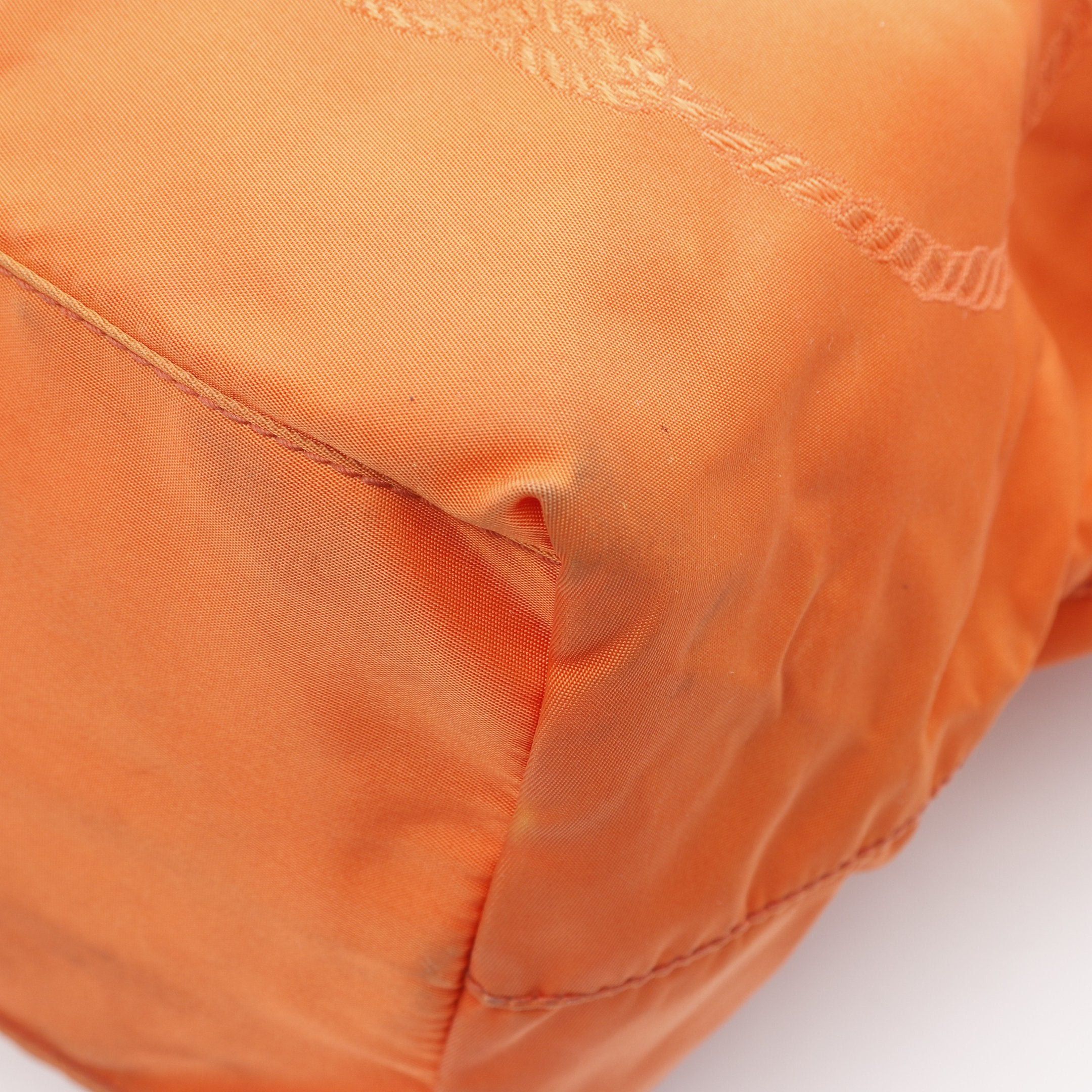 Prada Prada Nylon Jacquard Handbag Patent Leather Orange Size ONE SIZE - 6 Thumbnail
