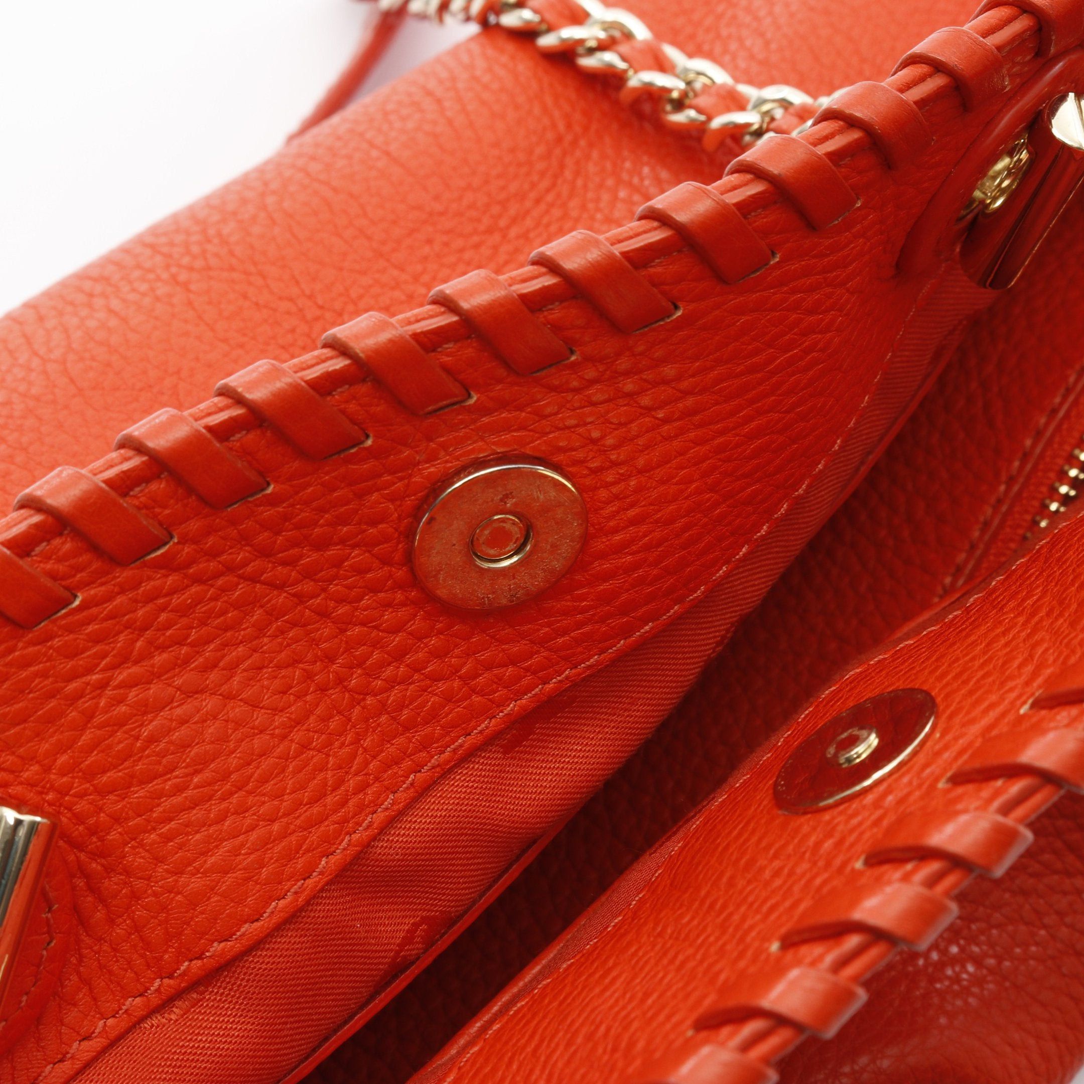 Tory Burch Tory Burch Marion Small Tote Chain Shoulder Bag Leather Orange Red Size ONE SIZE - 9 Thumbnail