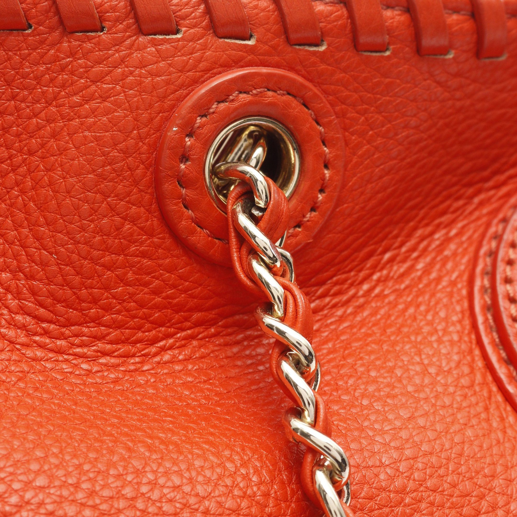 Tory Burch Tory Burch Marion Small Tote Chain Shoulder Bag Leather Orange Red Size ONE SIZE - 7 Thumbnail