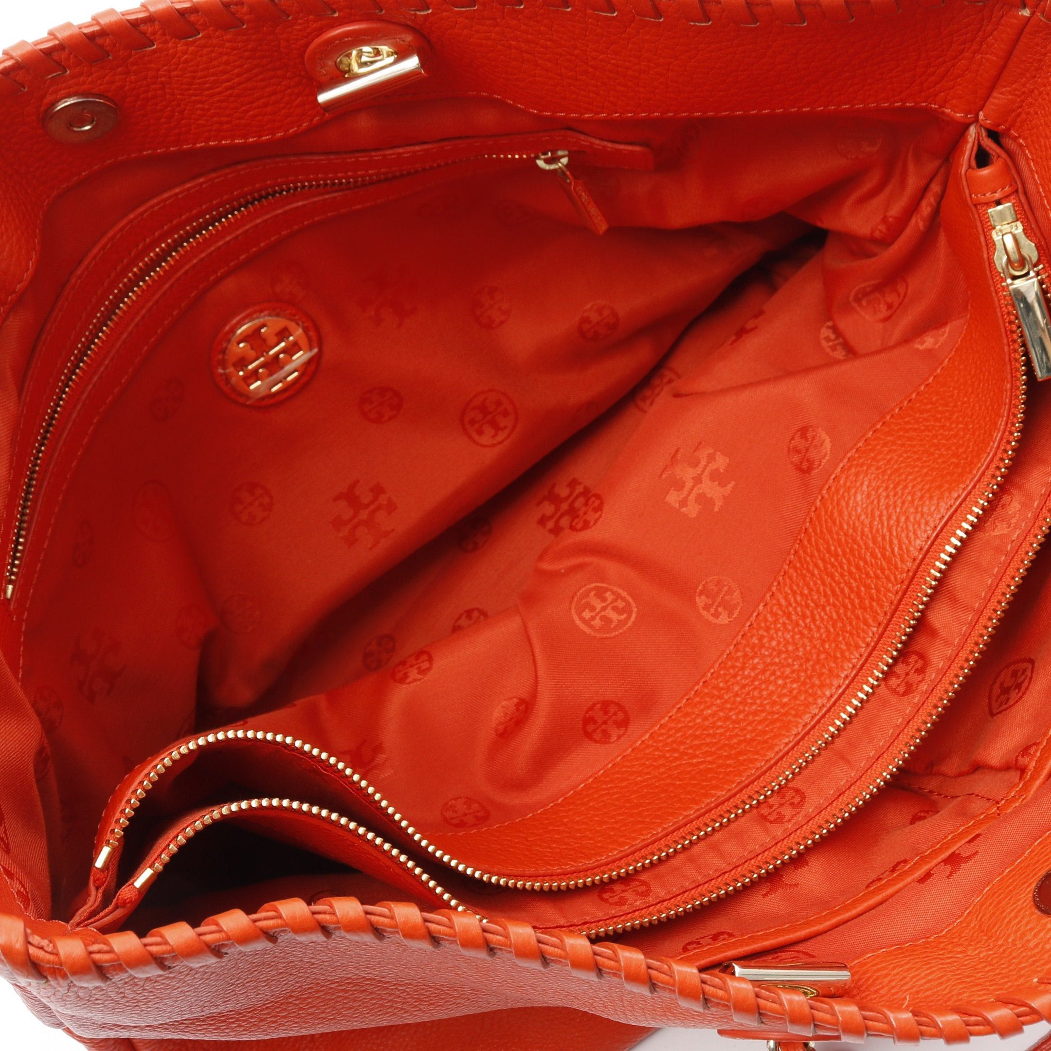 Tory Burch Tory Burch Marion Small Tote Chain Shoulder Bag Leather Orange Red Size ONE SIZE - 3 Thumbnail