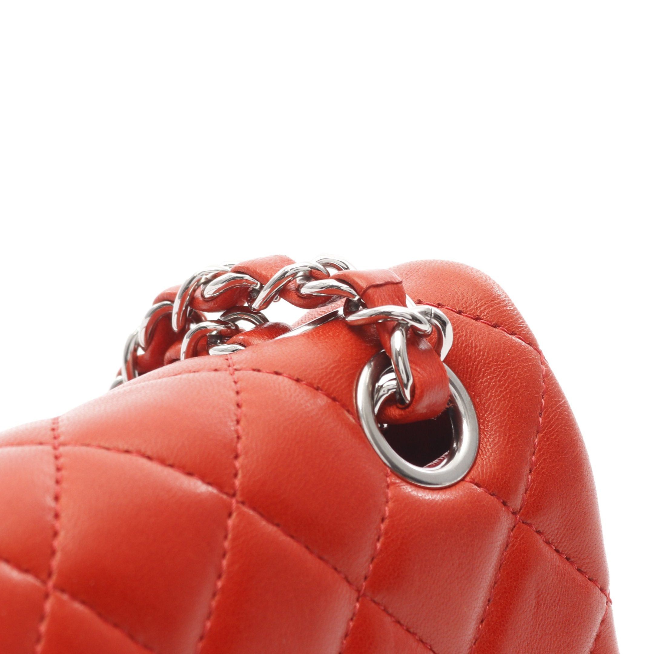 Chanel Chanel Matelasse Double Chain Shoulder Bag Lambskin Red Silver Hardware Size ONE SIZE - 8 Thumbnail