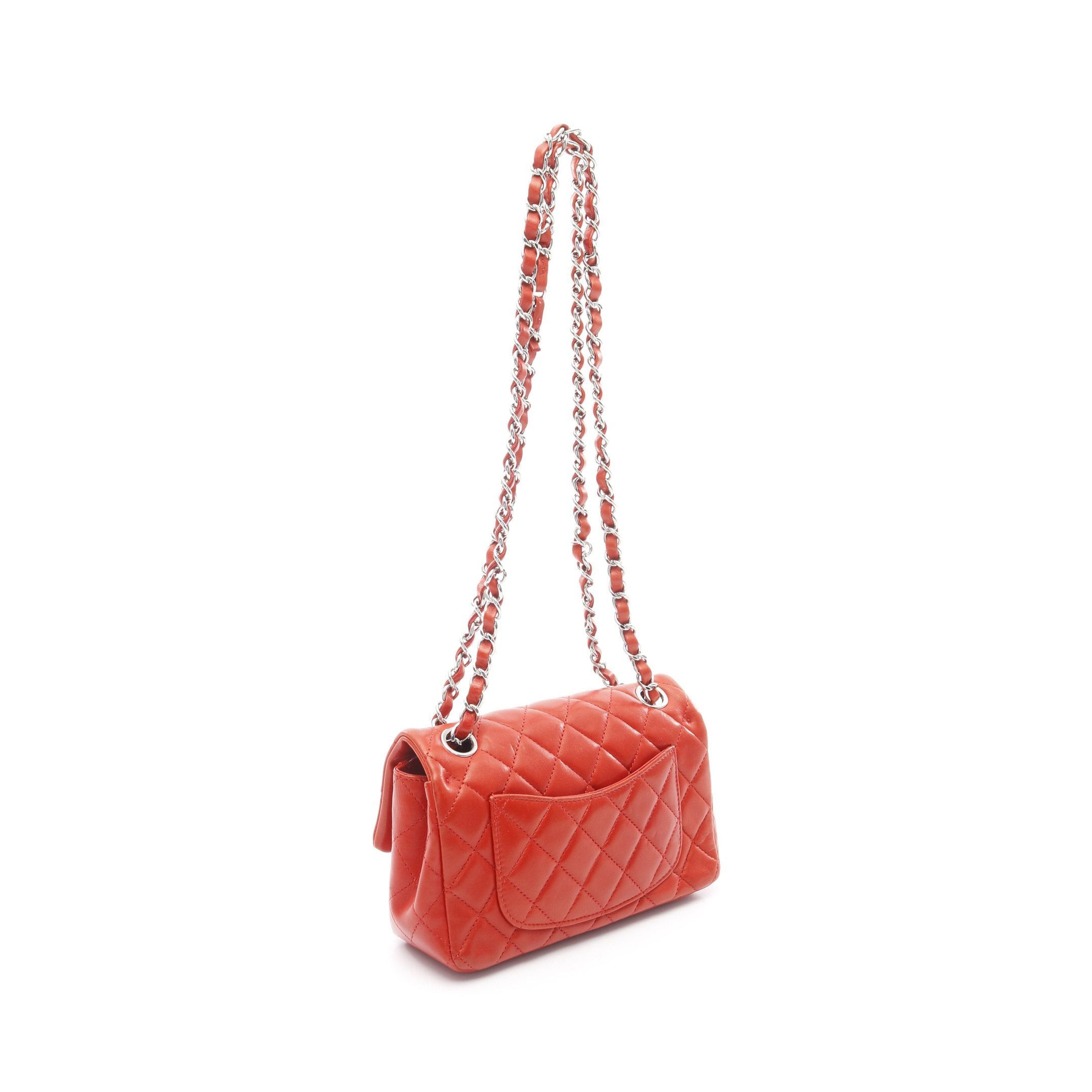 Chanel Chanel Matelasse Double Chain Shoulder Bag Lambskin Red Silver Hardware Size ONE SIZE - 2 Thumbnail