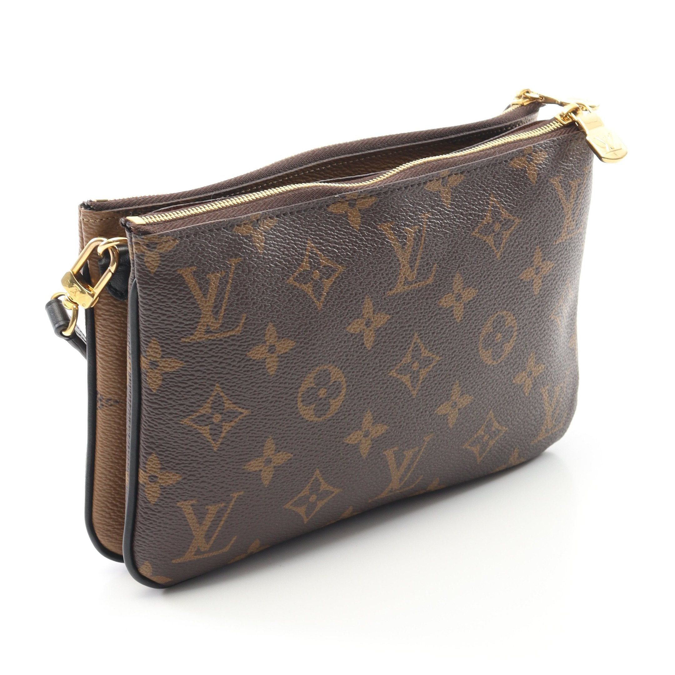 Louis Vuitton Louis Vuitton Pochette Double Zip Monogram Giant Reverse Shoulder Bag Leather Brown Beige Size ONE SIZE - 2 Thumbnail
