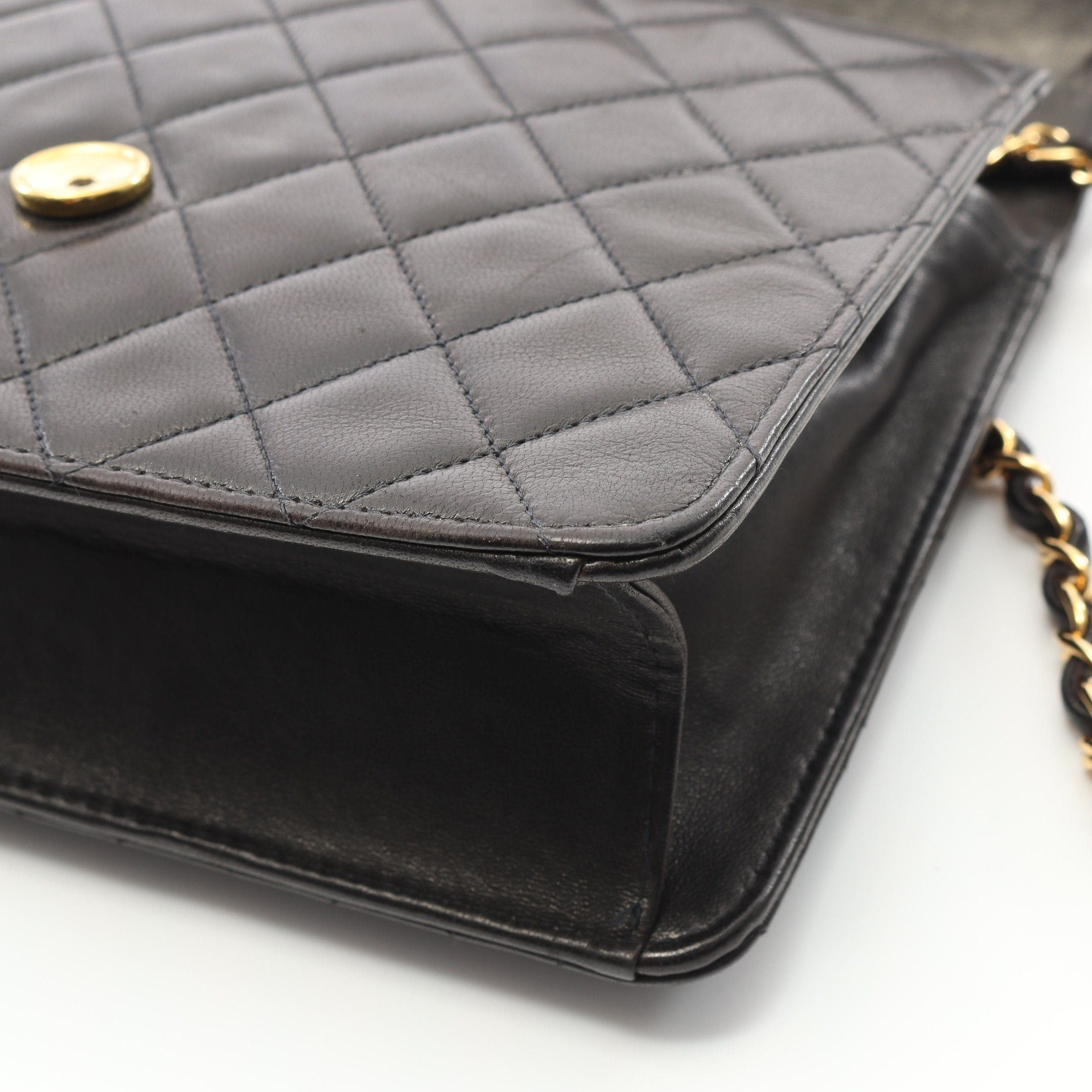 Chanel Chanel Matelasse Single Flap Chain Shoulder Bag Lambskin Black Gold Hardware Push Lock Size ONE SIZE - 7 Thumbnail