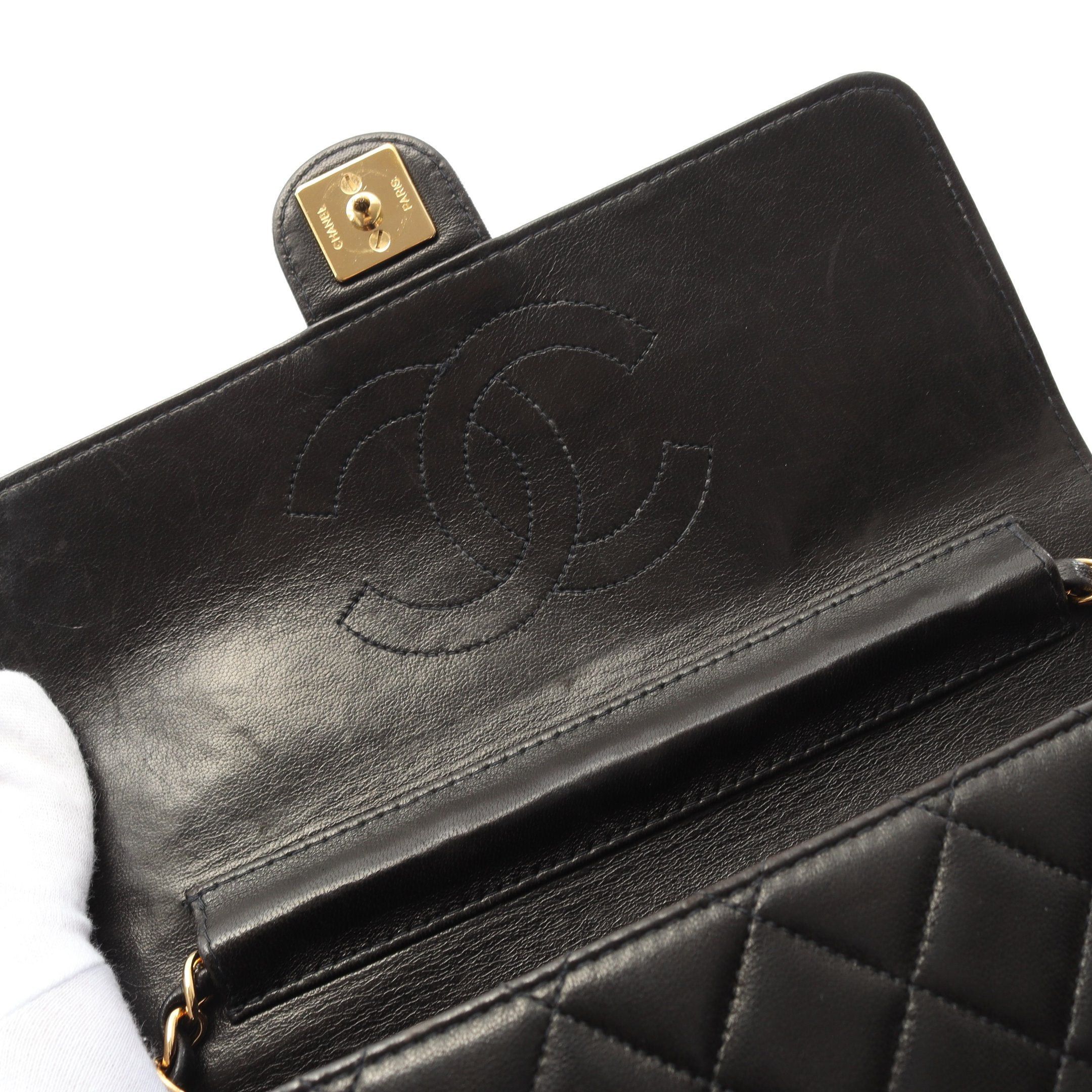 Chanel Chanel Matelasse Single Flap Chain Shoulder Bag Lambskin Black Gold Hardware Push Lock Size ONE SIZE - 6 Thumbnail