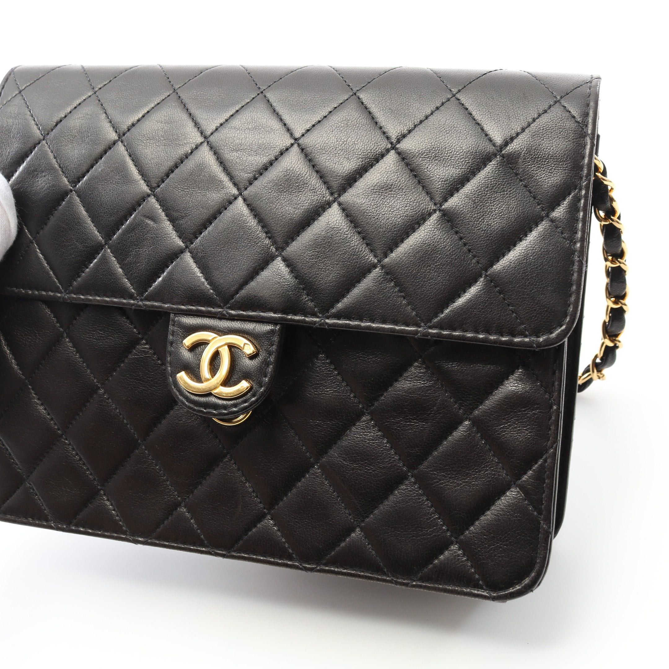 Chanel Chanel Matelasse Single Flap Chain Shoulder Bag Lambskin Black Gold Hardware Push Lock Size ONE SIZE - 9 Thumbnail