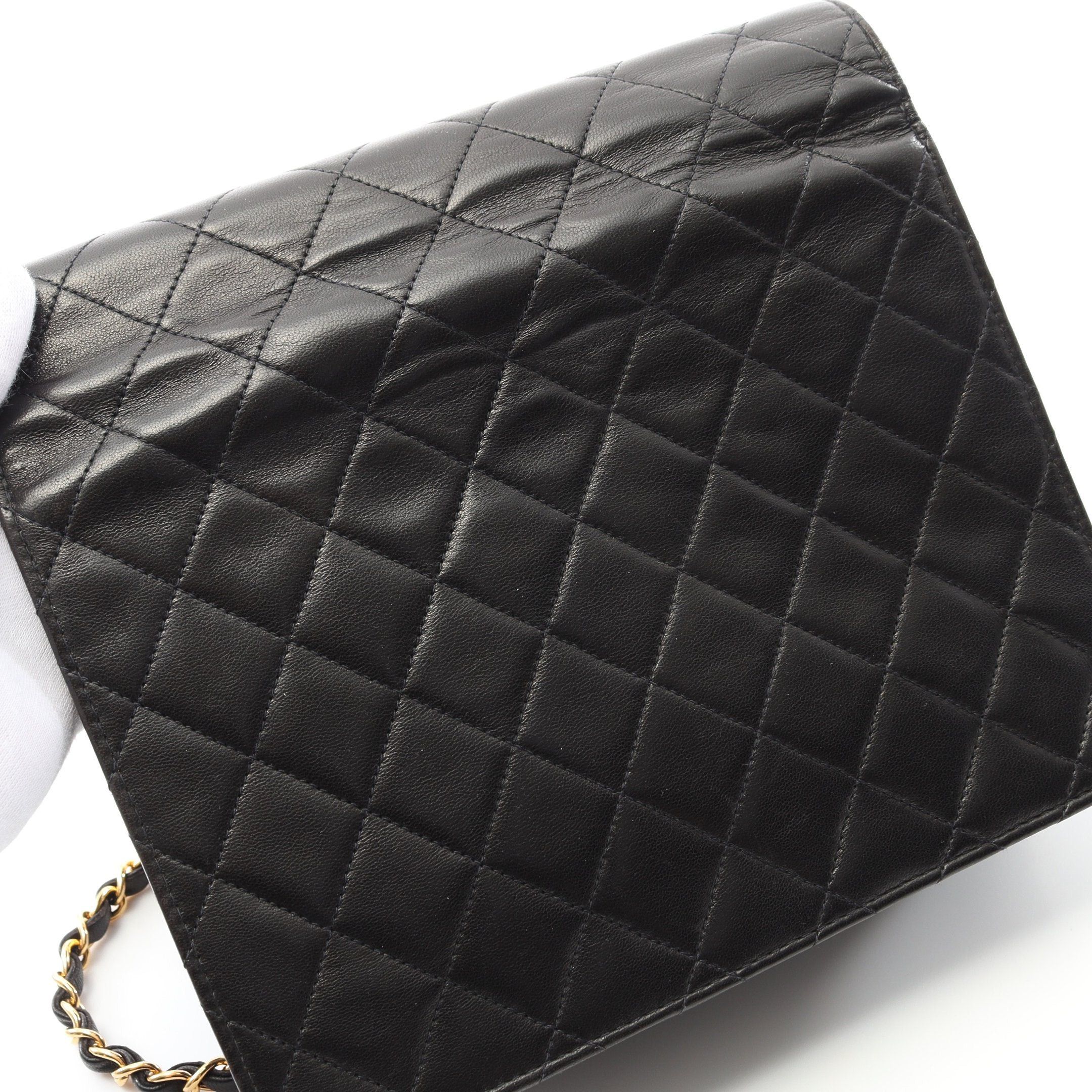 Chanel Chanel Matelasse Single Flap Chain Shoulder Bag Lambskin Black Gold Hardware Push Lock Size ONE SIZE - 8 Thumbnail