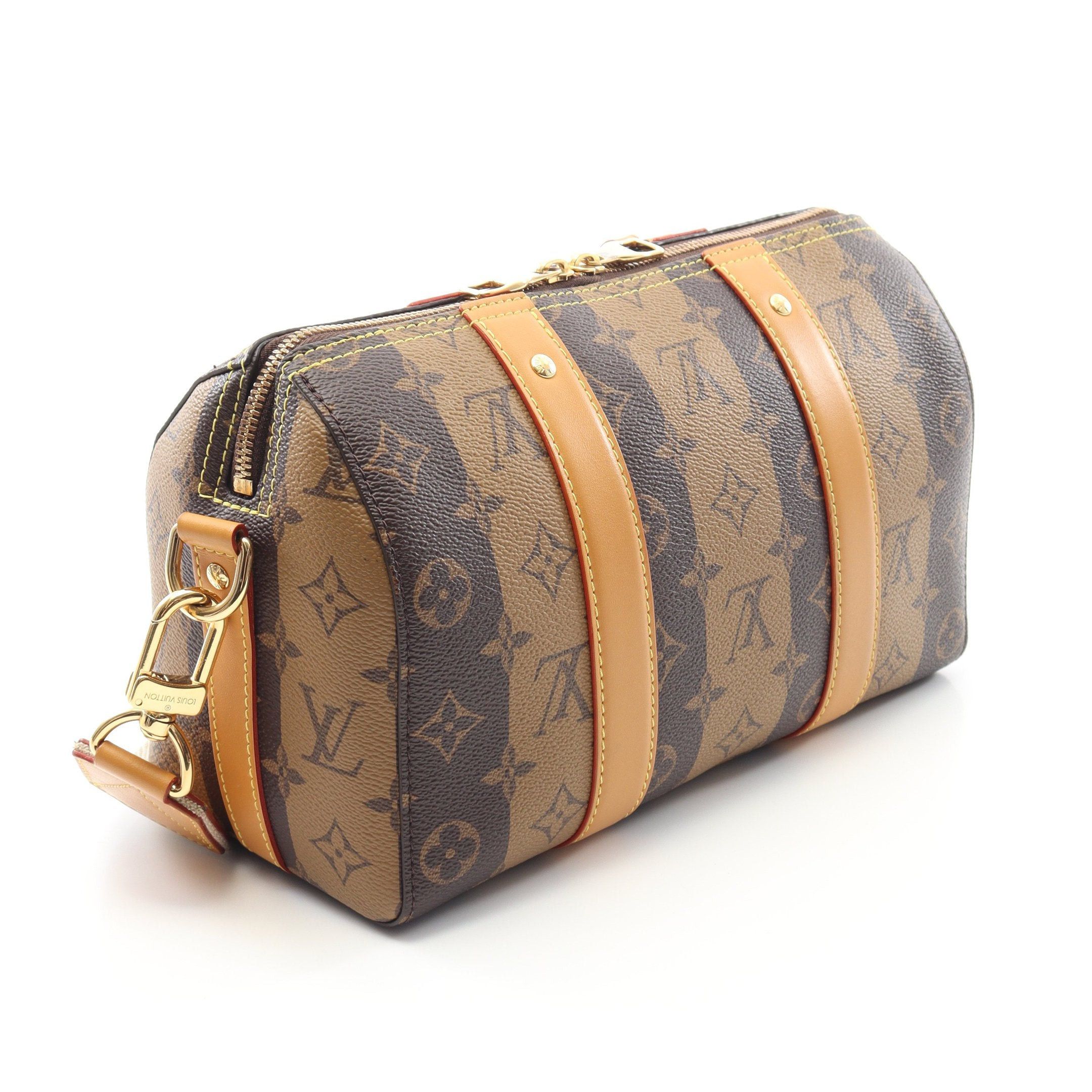 Louis Vuitton Louis Vuitton Louis Vuitton * Nigo City Keepall Monogram Stripe Lv Squared Shoulder Bag Leather Brown Light Size ONE SIZE - 2 Thumbnail